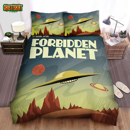 Forbidden Planet Movie Poster 3 Bed Sheets Duvet Cover Bedding Set