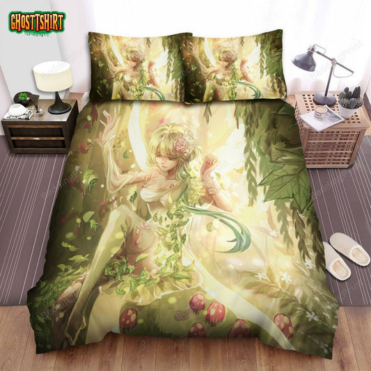 Forest Fairy Anime Art Painting Bed Sheets Spread Duvet Cover Bedding Set