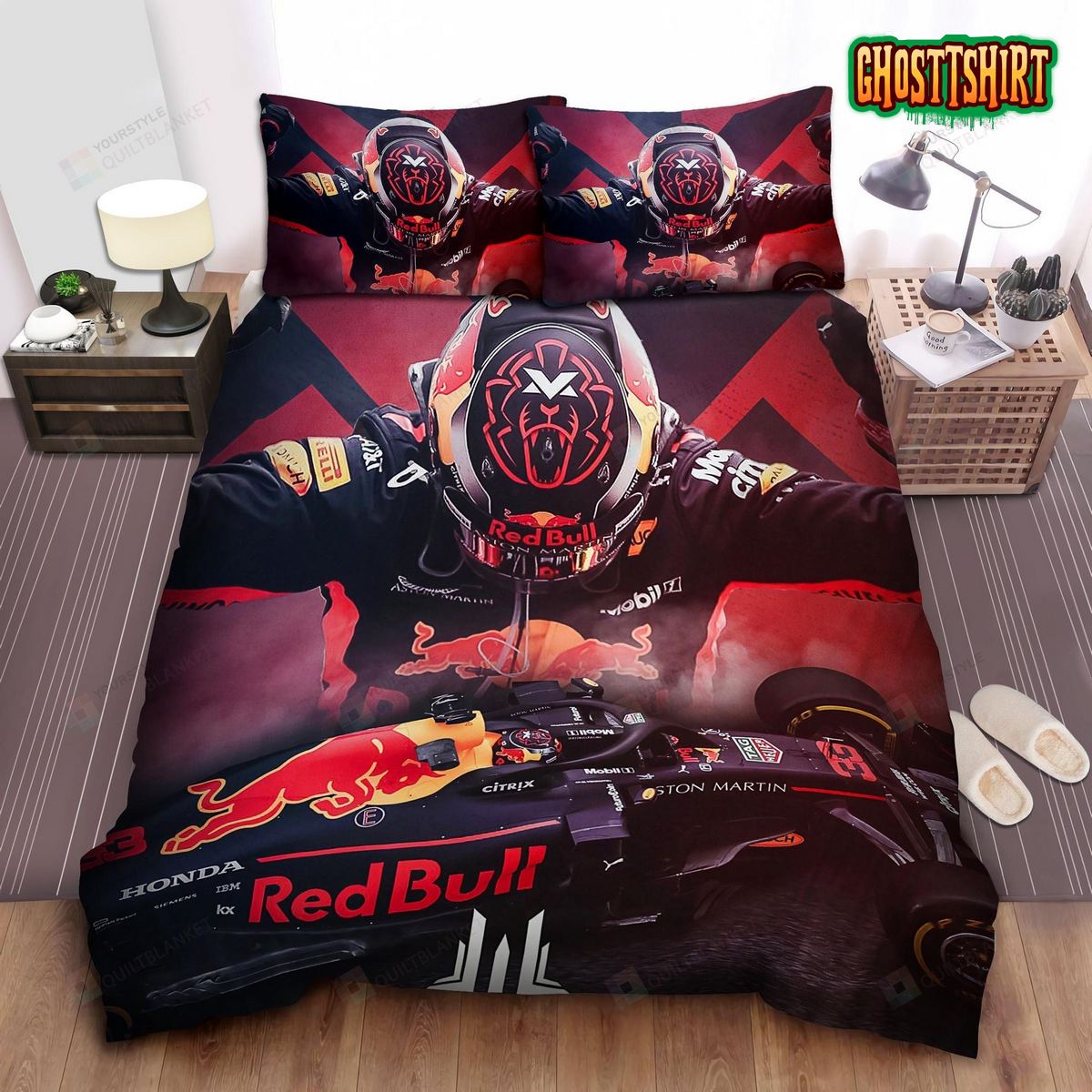 Formula 1 Car Red Bull Bed Sheets Duvet Cover Bedding Set
