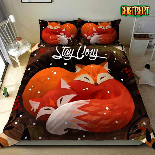Fox Stay Cozy Bed Sheets Duvet Cover Bedding Set