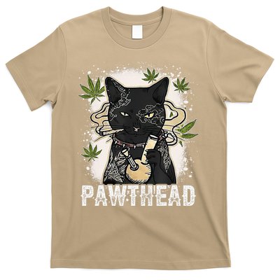 Funny Pawthead Weed Cat Smoking High Cannabis Cat 420 Stoner T-Shirt