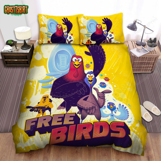 Free Birds (2013) Movie Illustration Bed Sheets Duvet Cover Bedding Set