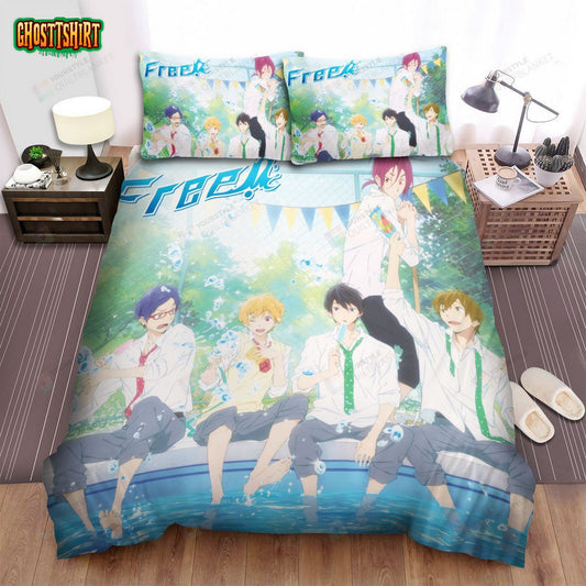 Free! Characters At The Pool Bed Sheets Spread Comforter Duvet Cover Bedding Set
