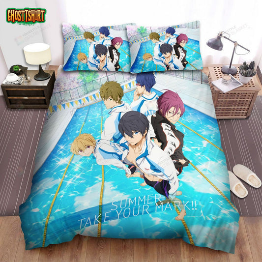 Free! Characters At The Swimming Pool Bed Sheets Spread Comforter Duvet Cover Bedding Set