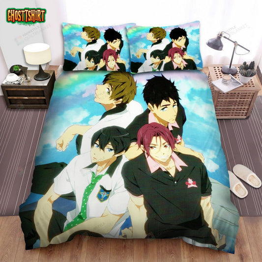 Free! Characters With The Rainbow Bed Sheets Spread Comforter Duvet Cover Bedding Set