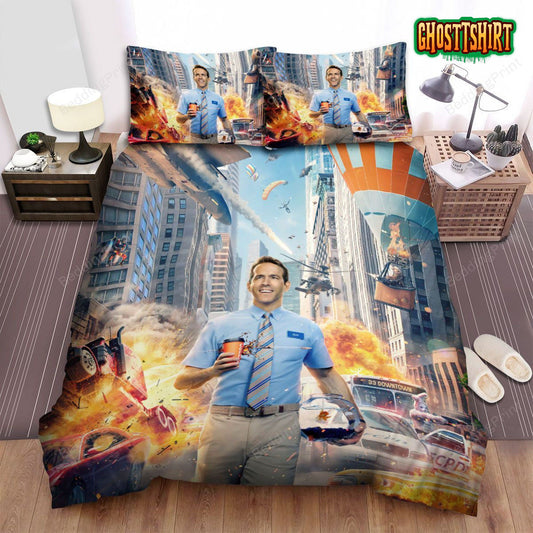 Free Guy 2021 Movie Poster Bed Sheets Duvet Cover Bedding Set