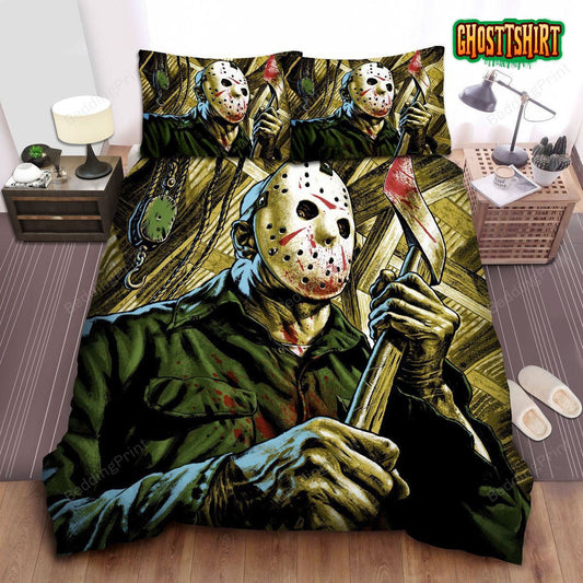 Friday The 13th, Jason And Axe Bed Sheets Duvet Cover Bedding Set