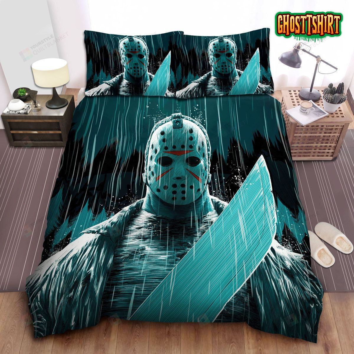 Friday The 13th, Jason And His Machete Bed Sheets Duvet Cover Bedding Set