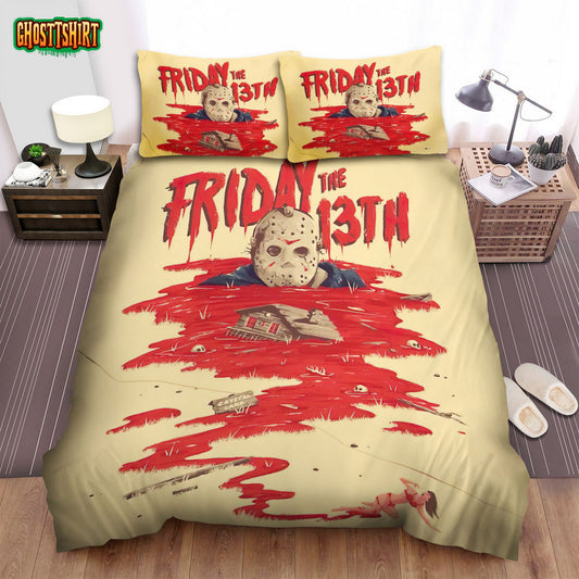 Friday The 13th Run Movie Poster Bed Sheets Spread Comforter Duvet Cover Bedding Set