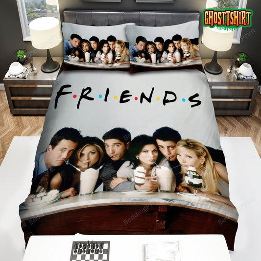 Friends Cast Drinking Milkshakes Photograph Bed Sheets Duvet Cover Bedding Set