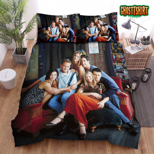 Friends Cast Group Photograph On New York Street Bed Sheets Duvet Cover Bedding Set