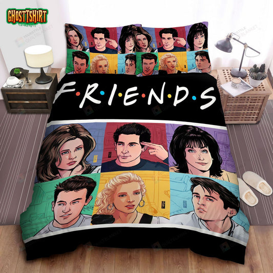 Friends Characters In Pop Art Portraits Bed Sheets Spread Comforter Duvet Cover Bedding Set