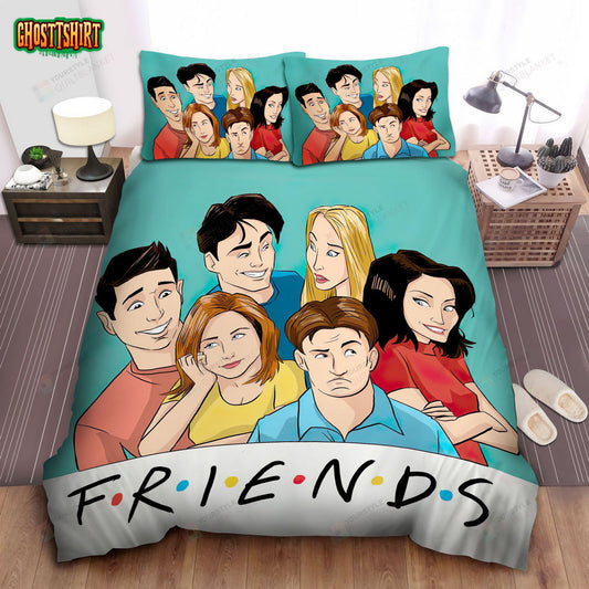 Friends In Comic Characters Art Bed Sheets Spread Comforter Duvet Cover Bedding Set
