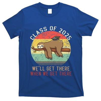 Funny Retro Senior Class Of 2025 Sloth Cap Graduation Gifts T-Shirt
