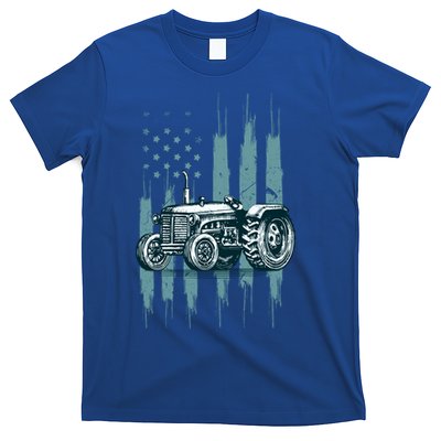 Farmer Rancher Truck Drive Driver Us Flag American Tractor Gift T-Shirt