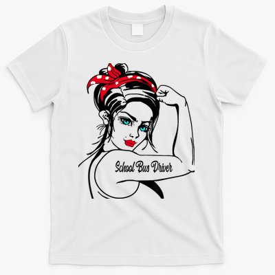 Female School Bus Driver Rosie The Riveter Pin Up Girl T-Shirt