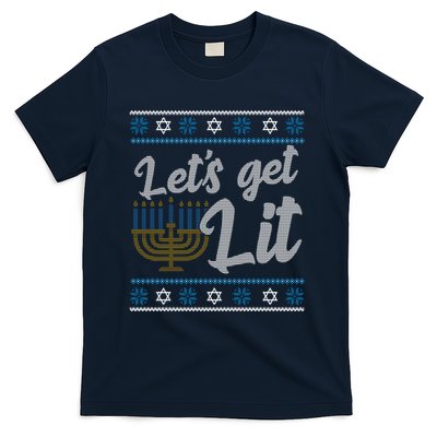 Funny Ugly Hanukkah Lets Get Lit Menorah T-Shirt