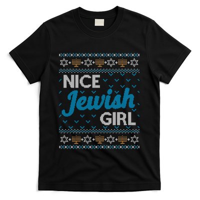 Funny Ugly Hanukkah Sweater Nice Jewish Girl Matching T-Shirt