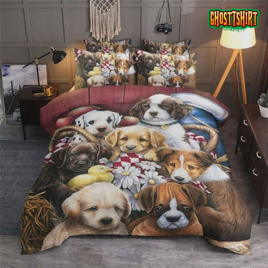 Funny Baby Dogs Bed Sheets Duvet Cover Bedding Set