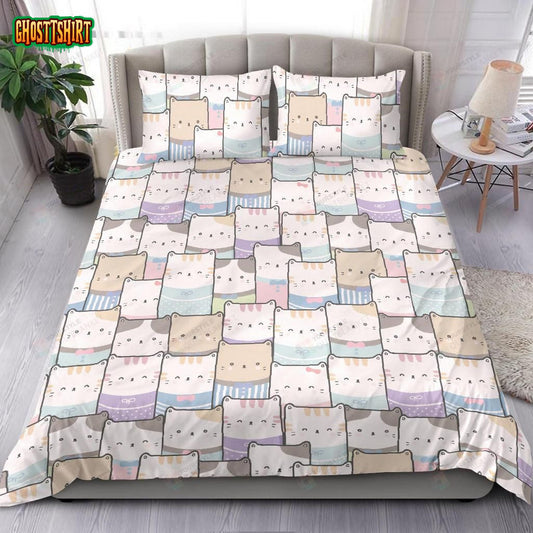 Funny Cat Cartoon Bed Sheets Duvet Cover Bedding Set