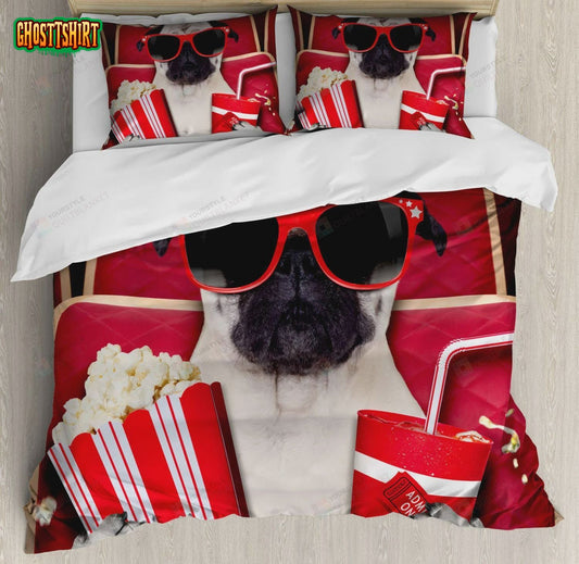 Funny Dog Watching Movie Popcorn Soft Drink Decorative Bedding Set