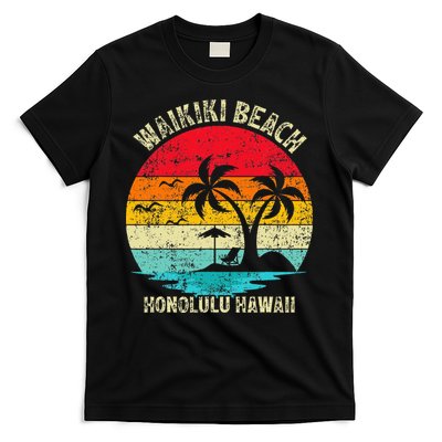 Family Vacation Vintage Retro Honolulu Hawaii Waikiki Beach T-Shirt
