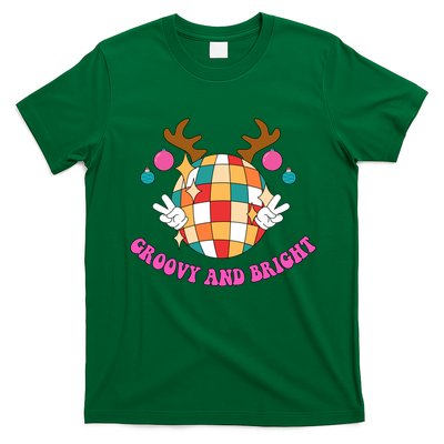 Groovy And Bright Disco Christmas Reindeer T-Shirt