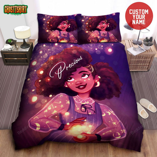 Galaxy Black Girl Magic African Custom Name Duvet Cover Bedding Set