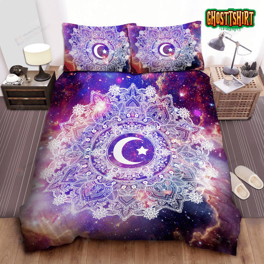 Galaxy Moon Mandala Bed Sheets Spread Duvet Cover Bedding Set