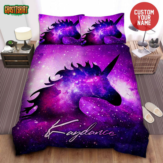 Galaxy Unicorn Personalized Custom Name Duvet Cover Bedding