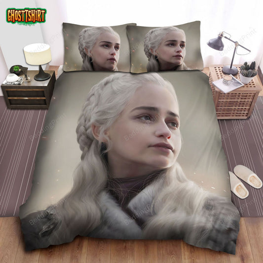 Game Of Thrones Queen Daenerys Digital Portrait Painting Bed Sheets Duvet Cover Bedding Set