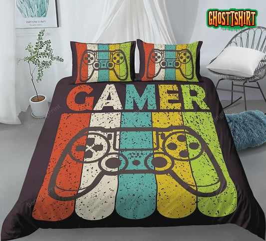 Gamer Colorstriped Bed Sheets Duvet Cover Bedding Set