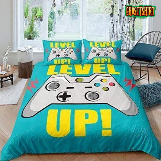 Gamer Level Up Bed Sheets Duvet Cover Bedding Set