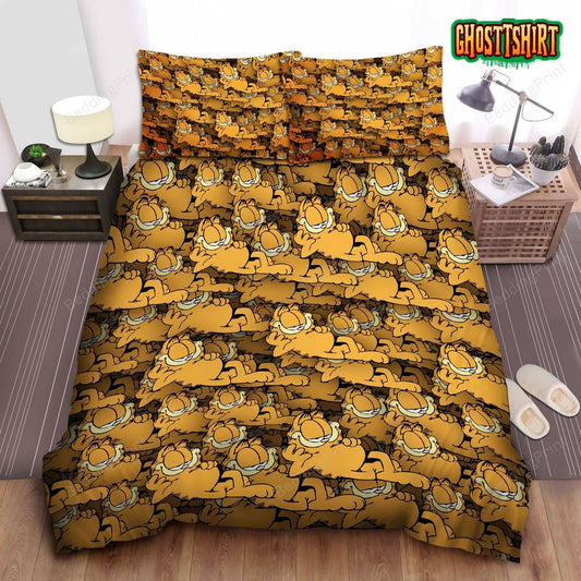 Garfield Lying Down All Over Printed Bed Sheets Duvet Cover Bedding Set