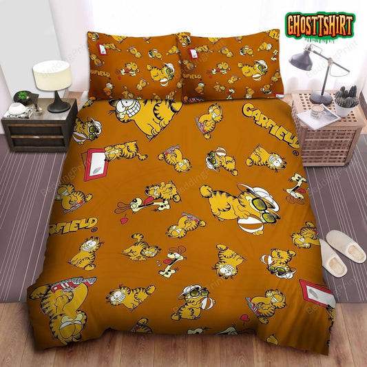 Garfield Theme Funny Pattern Bed Sheets Duvet Cover Bedding Set