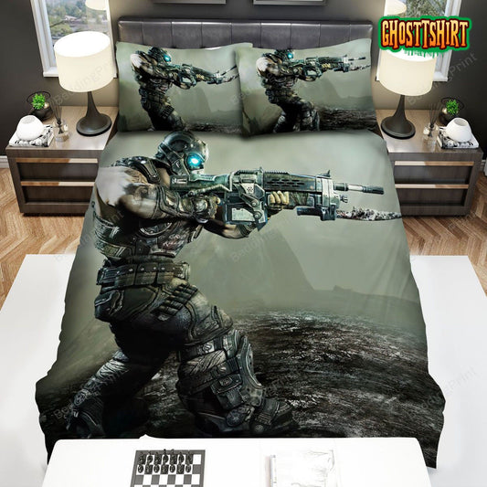 Gears Of War Character Shooting Bed Sheets Duvet Cover Bedding Set