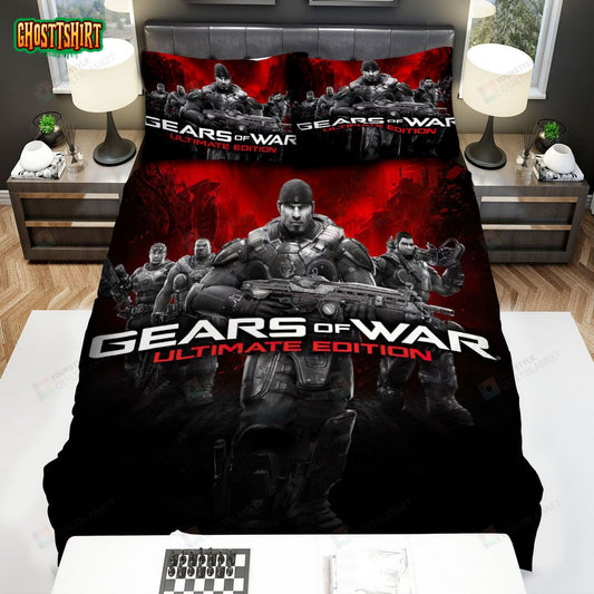 Gears Of War Characters In Black & White Bed Sheets Spread Comforter Duvet Cover Bedding Set
