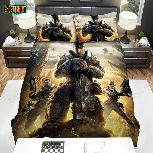 Gears Of War Characters Ready For Battle Bed Sheets Spread Comforter Duvet Cover Bedding Set