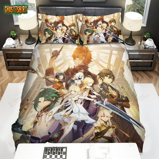 Genshin Impact Game Characters Bed Sheets Spread Comforter Duvet Cover Bedding Set
