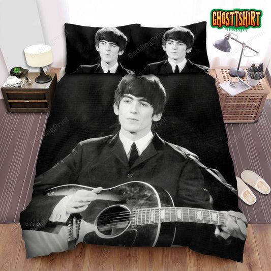 George Harrison Black And White Photo Bed Sheets Duvet Cover Bedding Set