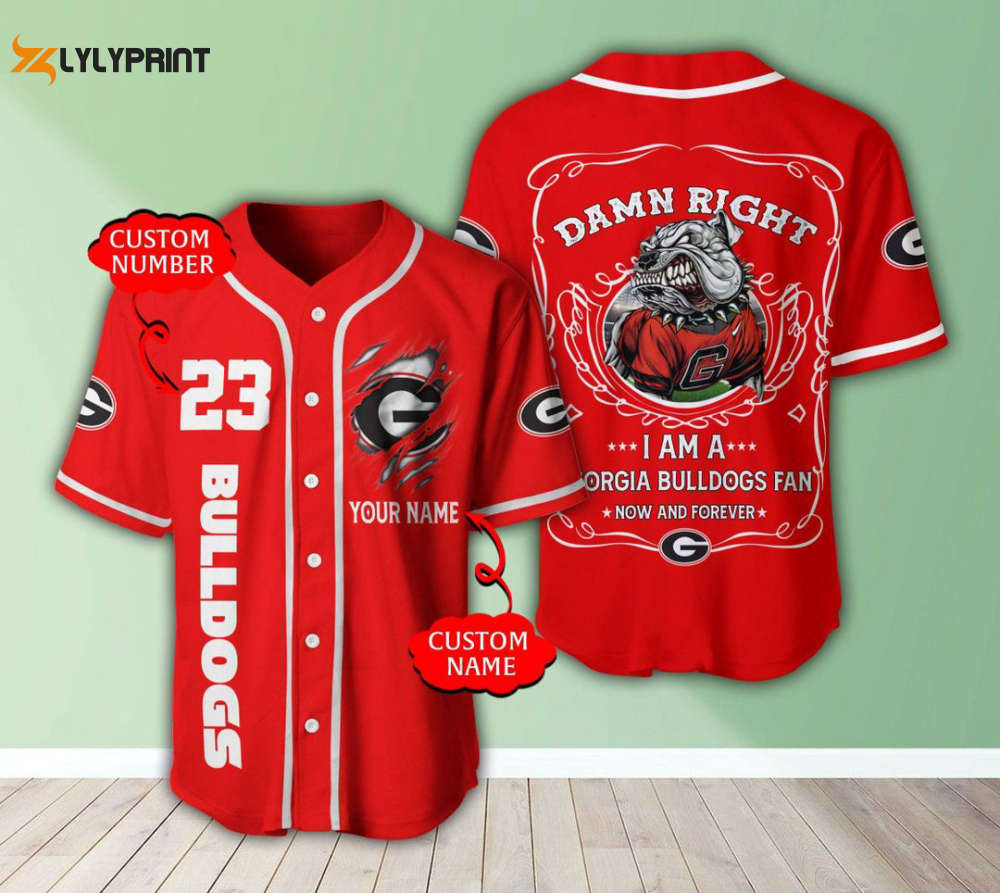 Georgia Bulldogs Personalized Baseball Jersey Fan Gifts - lylyprint.com