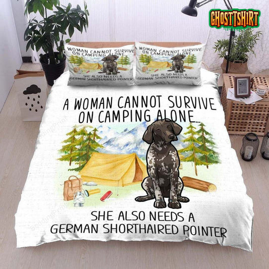 German Shorthaired Pointer Camping Bed Sheets Duvet Cover Bedding Set