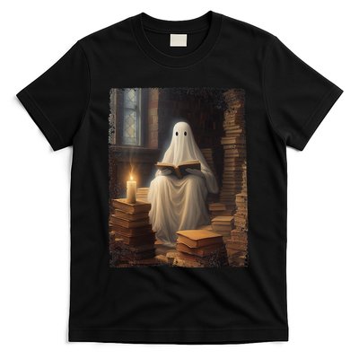 Gothic Halloween Ghost Reading Book Window Dark Academia T-Shirt