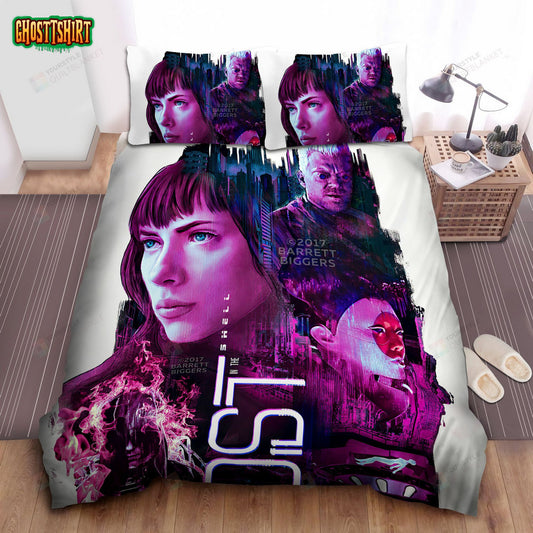 Ghost In The Shell Movie Purple Poster Art Bed Sheets Spread Comforter Duvet Cover Bedding Set
