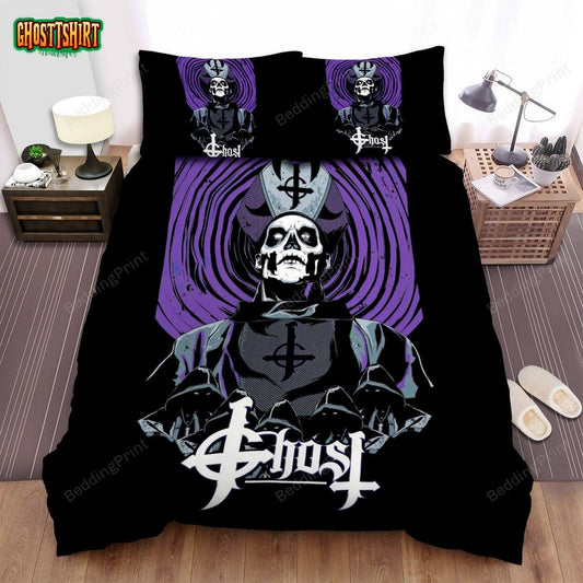 Ghost Music Band In Font Of The Purple Circle Bed Sheets Duvet Cover Bedding Set