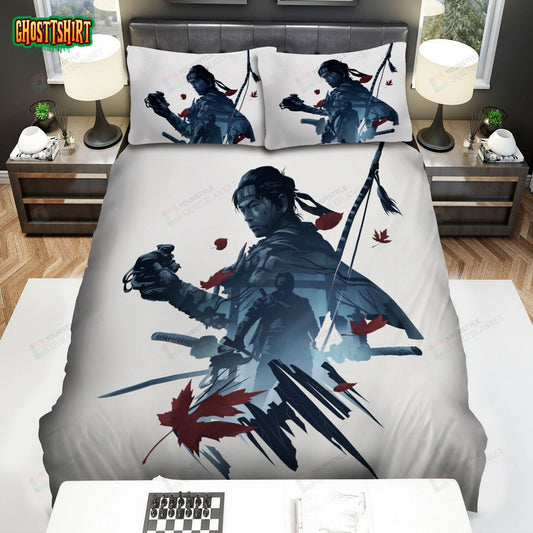 Ghost Of Tsushima Character Silhouette Bed Sheets Spread Comforter Duvet Cover Bedding Set