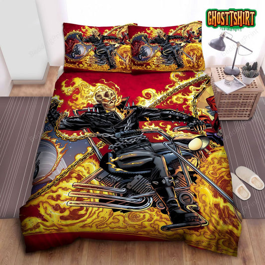Ghost Rider Riding Bed Sheets Duvet Cover Bedding Set