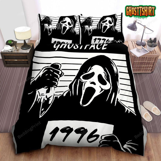Ghostface 1996 Mug Shot In Black & White Bed Sheets Duvet Cover Bedding Set