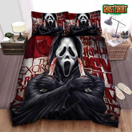 Ghostface And Blood Letters On The Wall Bed Sheets Duvet Cover Bedding Set