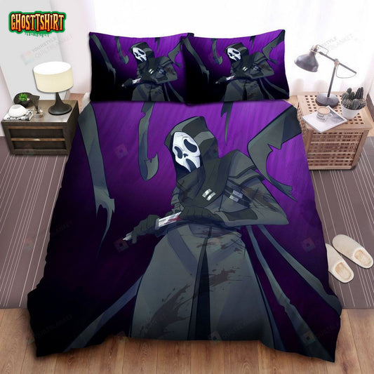 Ghostface In Anime Art Style Bed Sheets Spread Comforter Duvet Cover Bedding Set